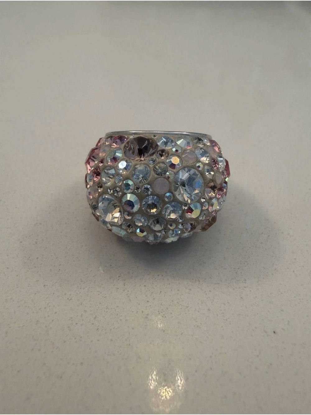Swarovski Nirvana Fully Cut Crystal Glitter Pink White Ring Size 55 UK/7 US